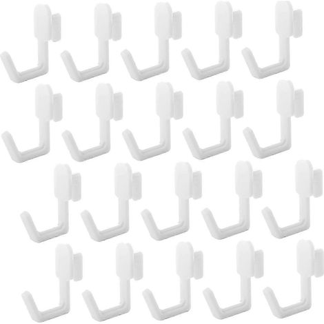 Lot de 20 crochets pour panneau perforé, accessoires multifonctionnels, stables et robustes, parfaits pour le rangement en atelier de loisirs créatifs et en randonnée.-White (1/5)