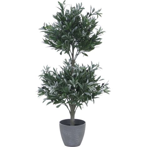 Olivo artificiale HHG-053, in vaso, albero decorativo, realistica, sempreverde, per esterni, 104x48x48cm (1/5)