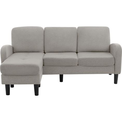 Divano angolare a L, 166 x 118 x 77 cm, lino di cotone traspirante, design modulare - Grigio (1/5)