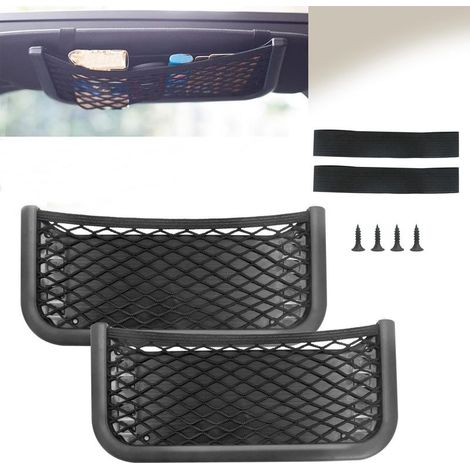 Aufbewahrungsnetz fürs Auto – 2 Stück universelle, multifunktionale, selbstklebende Netzbeutel für Autos, Wohnwagen, Boote und Haushalte, Schwarz (1/5)