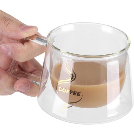 Tasse en verre à double paroi isolante résistante à la chaleur, idéale pour le café, le thé et le lait. (1/5)