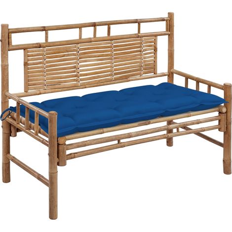 Gartenbank mit Auflage 120 cm Bambus