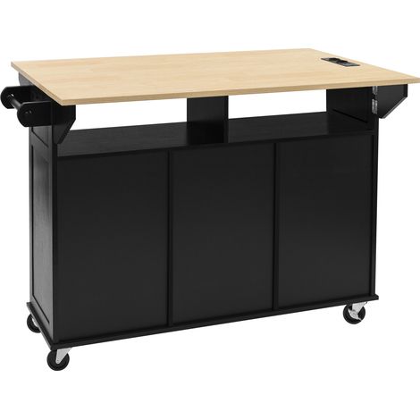 Isla de cocina móvil con ruedas, encimera extensible, cajones y toallero MODENUIT (1/5)