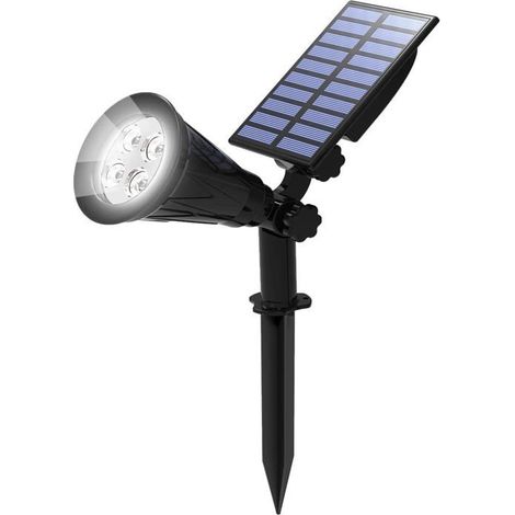 Solaire Projecteur, Extérieur sans Fil Etanche IP65 Lampe Jardin avec 180° Réglable Spot Solaire Extérieur. (6000K Blanc Froid) (1/5)