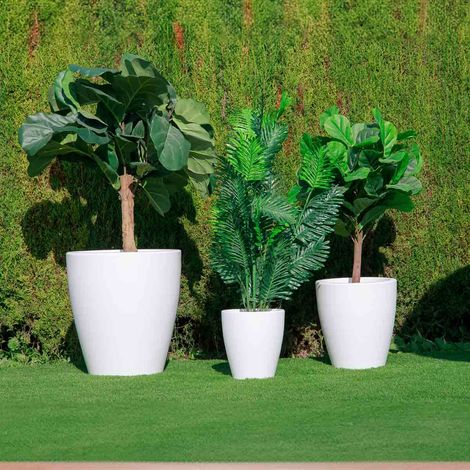 VIOLETA 55 Moderner runder Indoor- und Outdoor-Blumenkasten für Pflanzen und Blumen Sehr witterungsbeständig. Hergestellt aus Polyethylen in Spanien