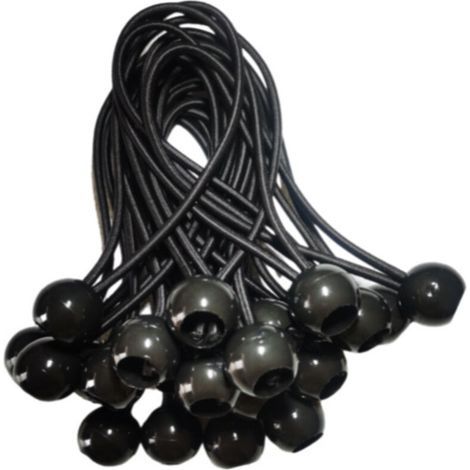 25 Pcs Cordons Élastiques avec BoulesLot de 20 cm Tendeurs Universels avec AttachesSangle Elastique Résistant Parfaite pour le Camping, les Bagages & BâchesNoir (1/4)