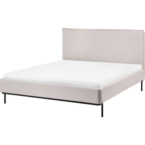 Cama con somier con cabecero moderna tapizado de tela de poliéster beige claro 140 x 200 cm Corio