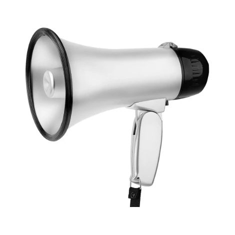 Mégaphone portatif (argenté) 25 W, petit mégaphone en plastique, léger et portable (1/5)