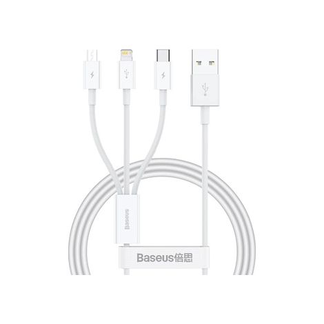 Cavo di ricarica rapida USB Baseus Superior per connettori M+L+C 3.5A 1M (bianco) (1/5)