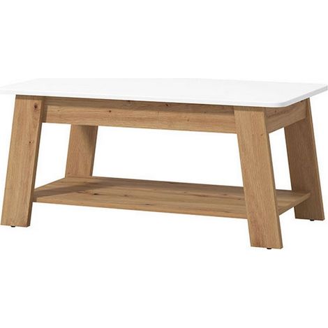 Casaglia Couchtisch, ein Fach, rechteckige Form, weiße Tischplatte, 101x55x47h cm, Hochglanz Weiß