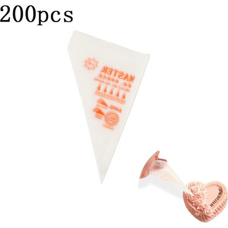 200 poches à douille jetables transparentes en plastique pour pâtisserie (1/4)