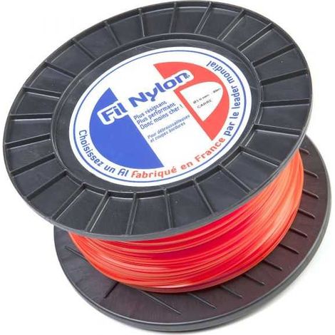 Fil nylon 3 mm x 88 m Carré Orange Bobine (1/5)