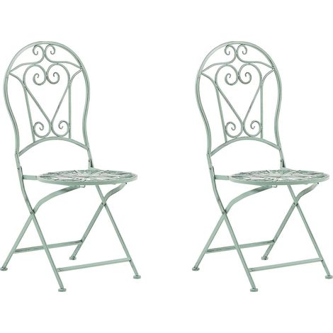 Set of 2 Garden Chairs TRENTO Metal Light Green (1/5)