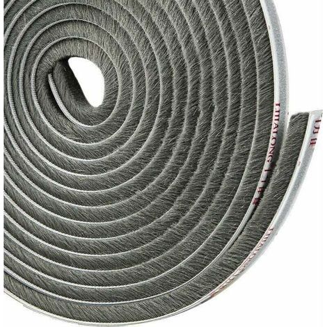 Joint Brosse Adhésif pour Porte Coulissante – Isolation Thermique et Acoustique – 4,9 m × 9 mm × 5 mm – Gris (1/4)
