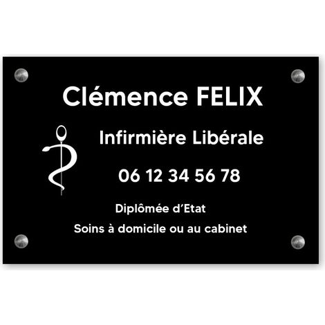 Plaque professionnelle personnalisée avec logo pour infirmière libérale - Plaque PVC - Format 30 cm x 20 cm