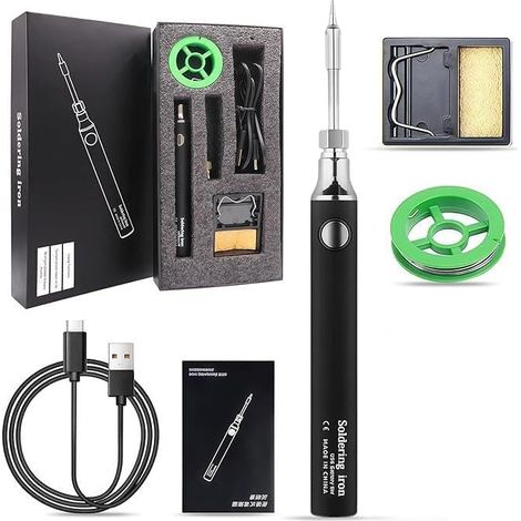 USB Wireless Soldering Iron Set, 3 Temperatures, Black (1/5)