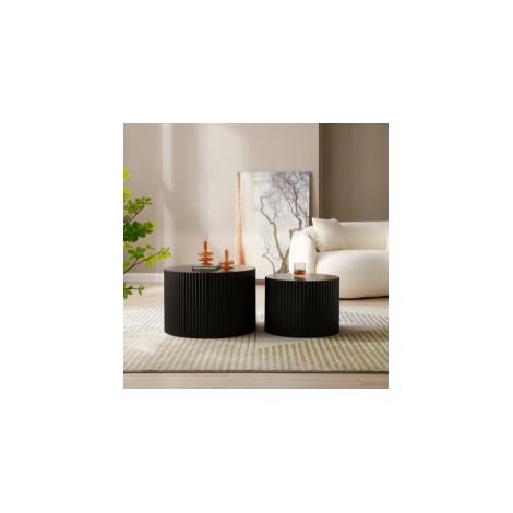 Table basse gigogne 2 pièces MDF noir mat OKMYHOME (1/5)