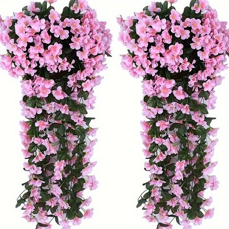Confezione da 4 fiori di ortensia artificiale, rampicanti di fiori artificiali per pareti e balconi, ortensia artificiale decorativa, rosa (1/5)