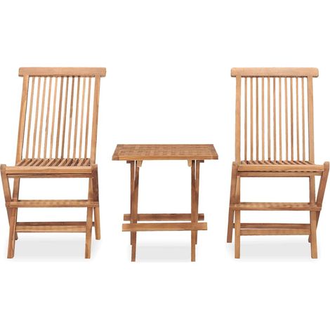 Maison Exclusive - Ensemble à manger d'extérieur pliable 3 pcs bois de teck massif (1/5)