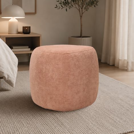 POUF TRIANGOLARE CM 46X46 H 42CM IN TESSUTO EFFETTO BOUCLE' TERRACOTTA (1/2)