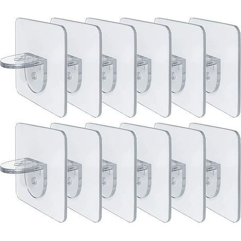 Support d'étagère sans perforation - Clips d'étagère auto-adhésifs pour armoires de cuisine - Étagères à livres - Supports de cloison robustes - Broche pour supports d'armoire - Couche de clin (1/5)