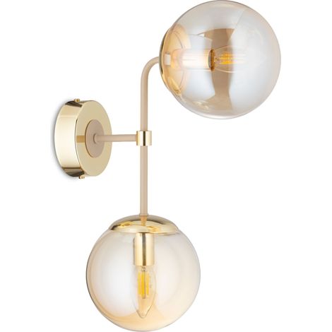Lampada da parete in vetro beige Jacob 2xE27 (1/4)