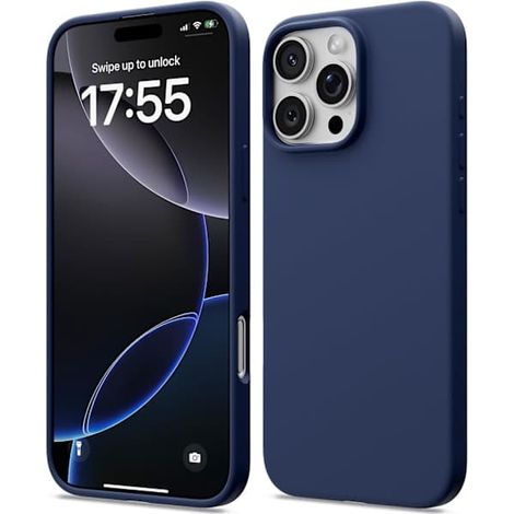 Coque en silicone liquide pour iPhone 16 Pro Max, coque souple antichoc, protection intégrale, noire (1/5)