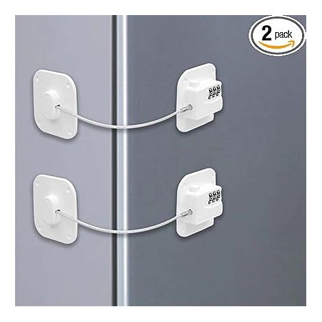 Lot de 2 Serrure Frigo avec Code, Cadenas Frigo pour Enfants, Adhésive Verrou de Réfrigérateur à Combinaison, Securite Bloque pour Porte Frigo Fenêtre Placards Armoires (1/5)