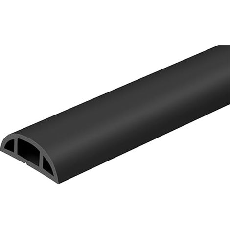 Gaine de câble de sol autocollante pour câbles d'intérieur et d'extérieur - Flexible - 1 m x 30 mm - Pour la maison, le bureau, la vente au détail, les salles de sport et les garages - Noir (1/5)
