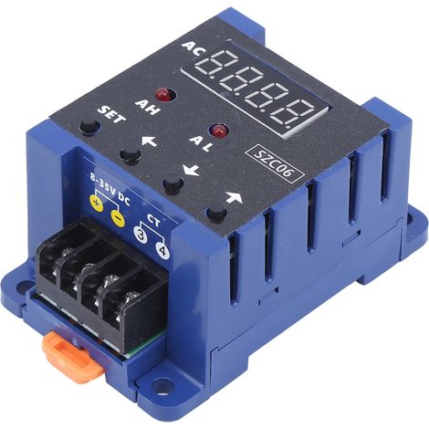Ampèremètre numérique AC/DC 8-35V, plage 0,3-50A, alarme seuil haut/bas, temporisation relais, détection (1/5)