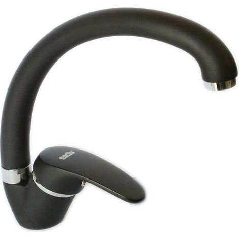 Cleafe - Miscelatore Rubinetto Monocomando Per Lavello Cucina Canna Curva Nero 52938 - (1/2)