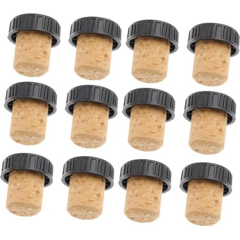 12 bouchons de bouteille, bois/plastique/verre, fermeture étanche (1/5)