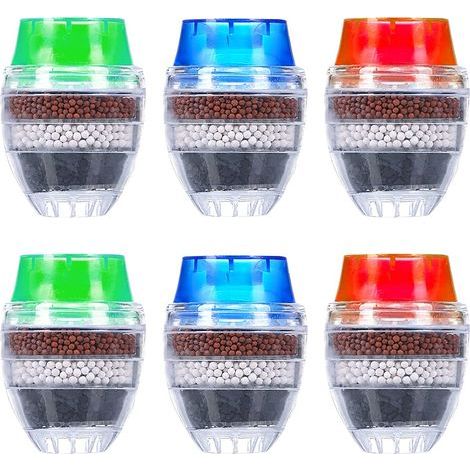 Filtre eau Robinet à Charbon Actif, 6 Pièces Purificateur Mini Water Filtre Robinet pour Cuisine Water Filter, Qualité Universel Filtre Anti Calcaire eau Robinet Rond pour Kitchen (6-Layer Filtration) (1/5)