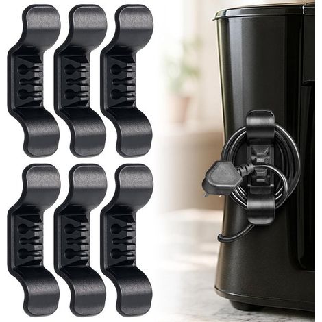 Lot de 6 gaines noires pour ranger les câbles des mixeurs, friteuses à air chaud, extracteurs de jus, machines à café et robots pâtissiers. Organisation des câbles. (1/4)