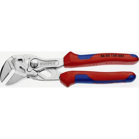 KNIPEX 86 05 150 S02 Pinza chiave con ganasce in materiale ruvido con manici multicomponente cromata 150 mm
