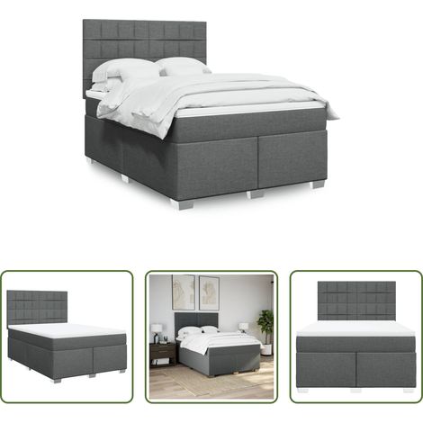 vidaXL Taschenfederkern - Boxspringbett mit Matratze Dunkelgrau 140x190 cm Stoff (1/5)