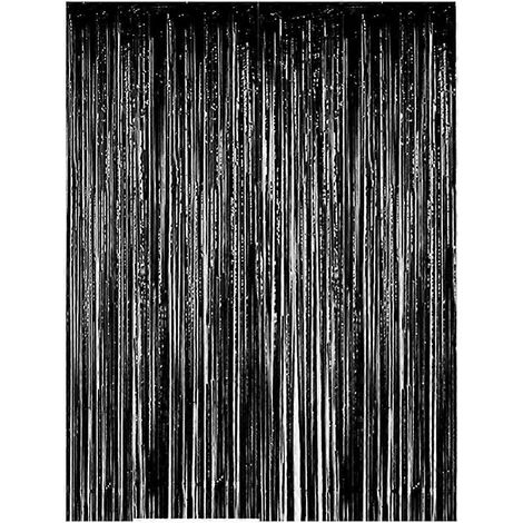 Set mit 10 metallisch-schwarzen Vorhängen, 2 m lang, verdunkelnd und regendicht, Wanddekoration für Halloween oder Geburtstag (1/5)