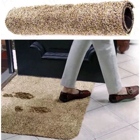 Trade Shop - Braune rutschfeste Magic Carpet Matte, super saugfähig, waschbar, Fußmatte für den Eingang -