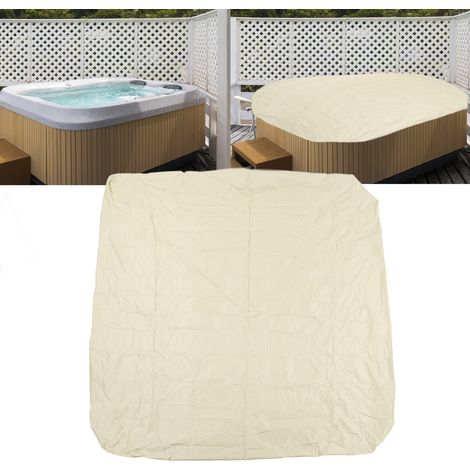 Bleigefüllte Whirlpoolabdeckung 190 Silber Polyester Taft Wasserdicht Wetterfest Whirlpoolschutz 207x207x30cm/81,5x81,5x11,8in Beige (1/5)