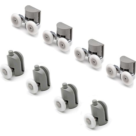 Idralite – Kit de 8 roulettes doubles pour verre cabine de douche – Charge maximale 30kg – Compatible modèles Mix 1 – Découplage facile pour nettoyage (1/5)