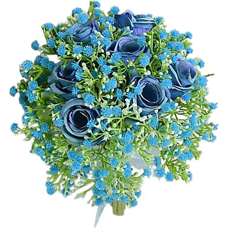 Soavoa Bouquet De Mariée Roses Artificielles Et Gypsophile, Tenue Main Élégante Style Européen Pour Cérémonie De Mariage (1/4)