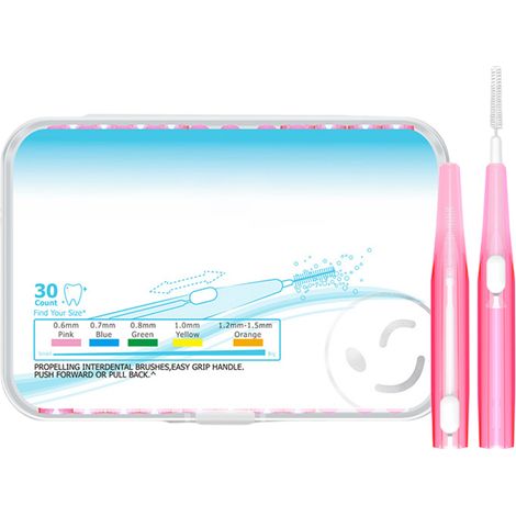 Brosse interdentaire rétractable médicale (30 unités/boîte) - Brosse interdentaire orthodontique pour le nettoyage des espaces interdentaires - Brosse à dents pour appareils orthodontiques (1/5)