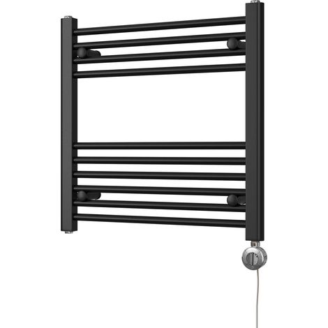 Zennor - Black Electric Towel Rail H600mm x W600mm Straight 300w Thermostatic (1/3)