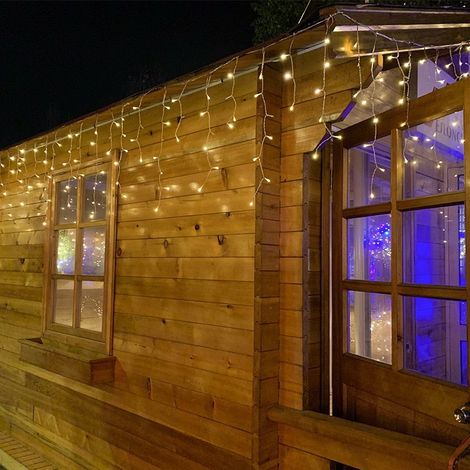 Guirlande stalactite Blanc Chaud 10m 260 LED câble transparent 8 programmes extensible (1/5)