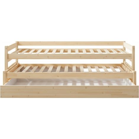 Cama nido triple madera blanco lavado 90x200 cm