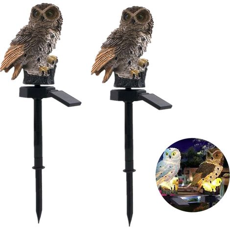 masque jardin chemin cour pelouse hibou Animal ornement lampe étanche énergie solaire lumière LED 2 pièces (1/5)