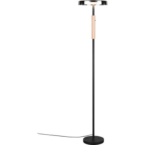 Lampadaire Celeste noir bois, verre fumé LED 15W (1/3)