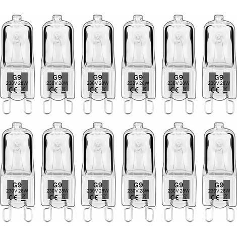 12 lampade alogene G9, lampadine G9 230 V 28 W 480 lm, bianco caldo 2800 K, lampadine a capsula dimmerabili, senza sfarfallio [classe energetica G]