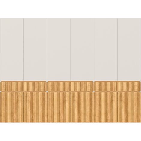Kleiderschrank 270 x 50 x 200 cm 12 Türen 3 Schubladen Hell-Eiche MODENUIT (1/5)
