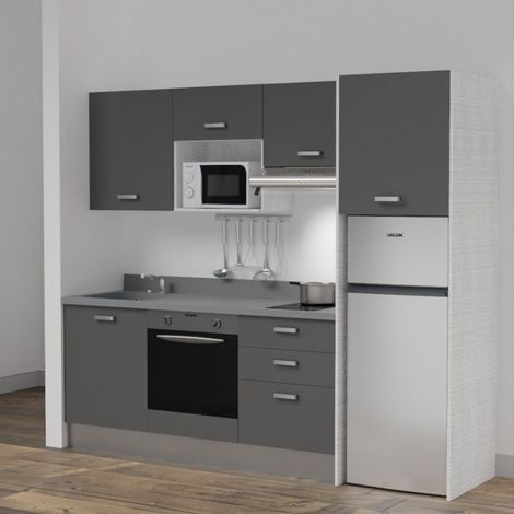 Kochnischen K37L - 240 cm - Grau - Cromo - Spüle links (1/5)